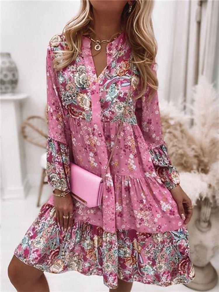 Dame blomsterprint kjole Stilla
