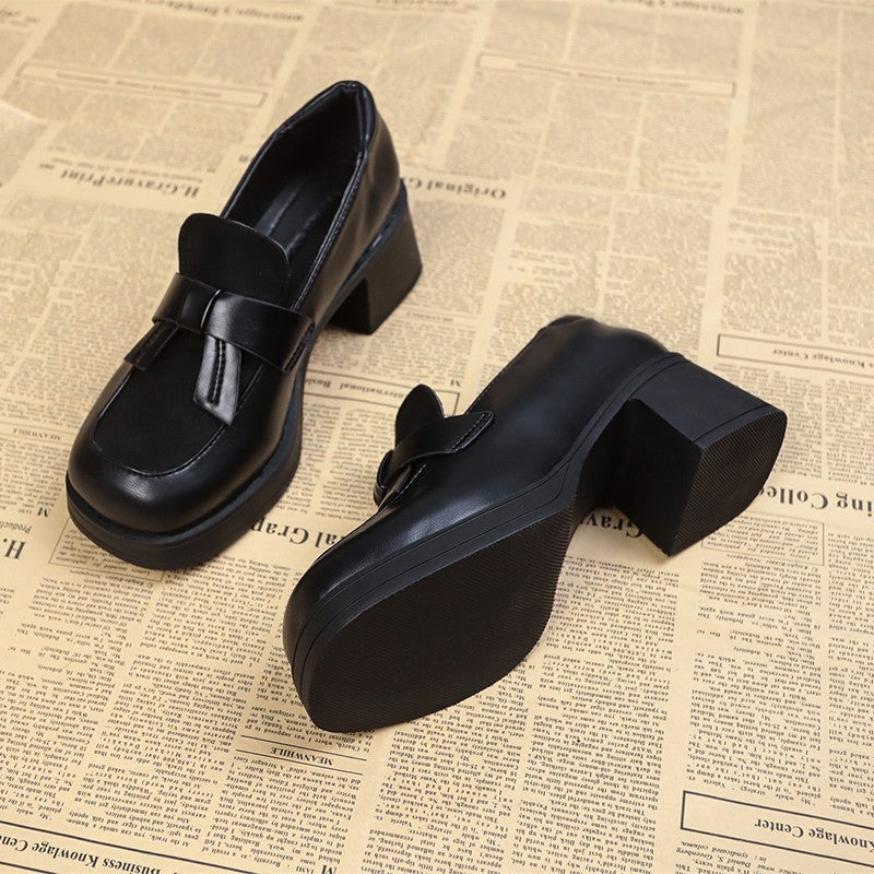 Dame Chunky Heel Mary Jane Mules med Sløjfe-Detail Stilla