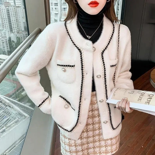 Kvinderne cardigan med fashionable bomuldsblanding og skinnende perleknapper Stilla