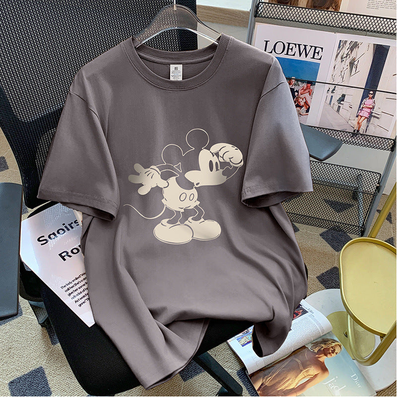Dame T-shirt med kunstnerisk Mickey Mouse print Stilla