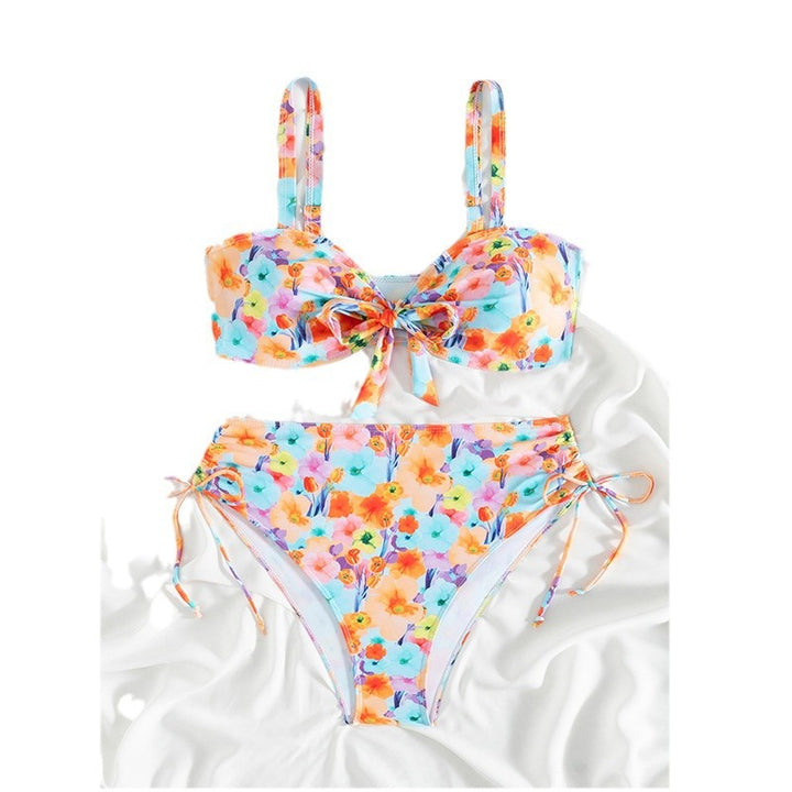 Dame Floral Print Høj Talje Bikini Sæt Stilla