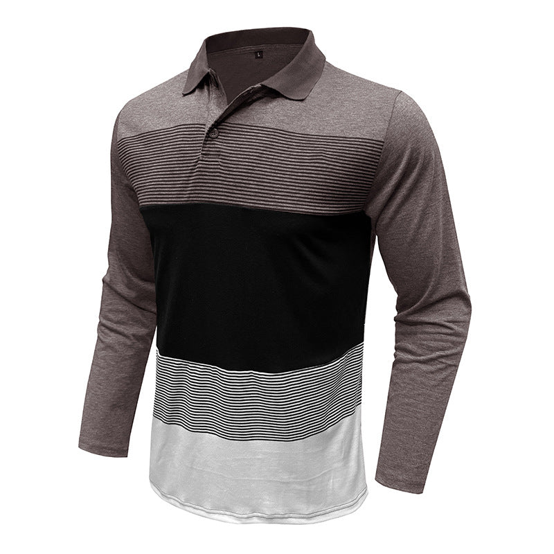 Herrer Langærmet Poloshirt med moderne stribemønster og komfortabel pasform Stilla