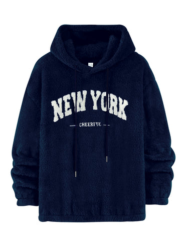 Dame Krammende Fleece-Hoodie med afslappet skrift Stilla