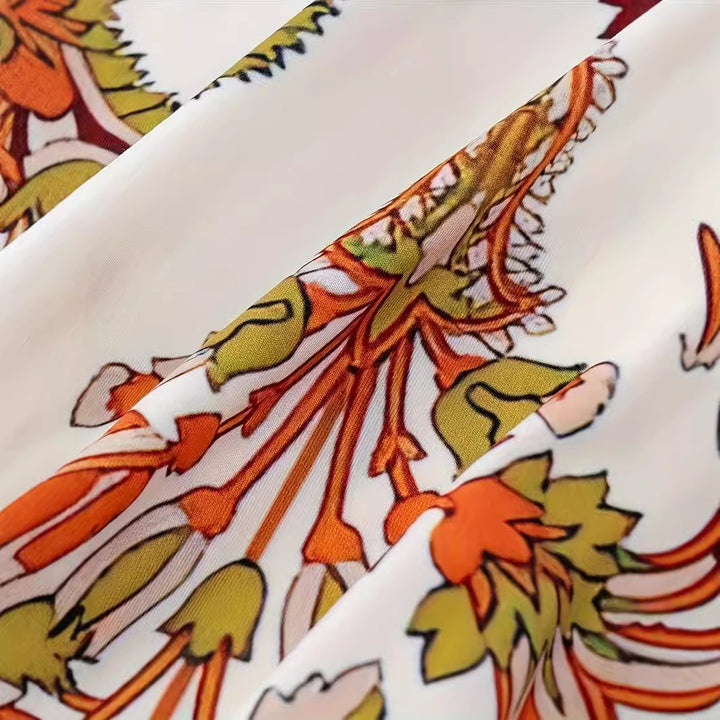 Dame Maxikjole med blomster paisley-design og spaghetti-stropper Stilla