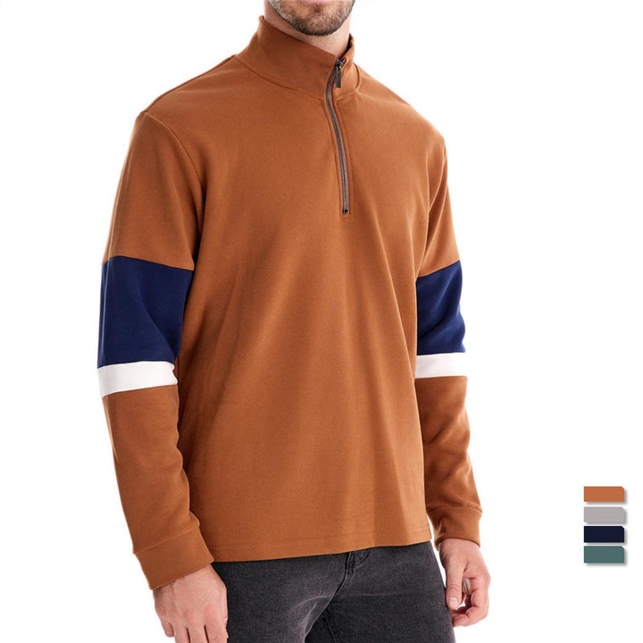 Herrer fleecepullover med krave og moderne lynlåsd design Stilla