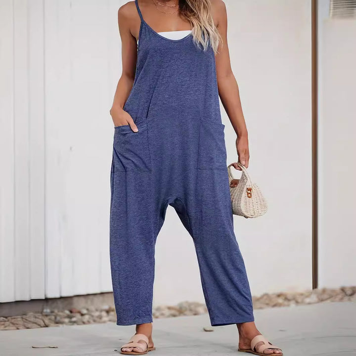 Dame Lækker Ærmeløs Jumpsuit med Lommer Stilla