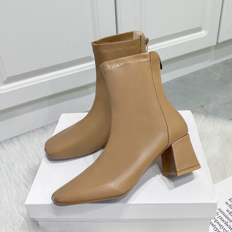 Dame Ankle Boots med spids tåområde og komfortabel blokhæl Stilla