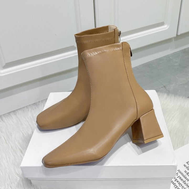 Dame Ankle Boots med spids tåområde og komfortabel blokhæl Stilla