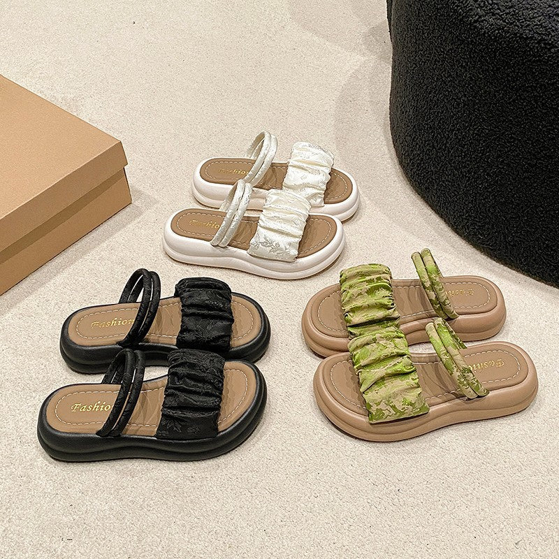 Dame Plateau-Sandaler med foldede remme og komfortabel fodseng Stilla