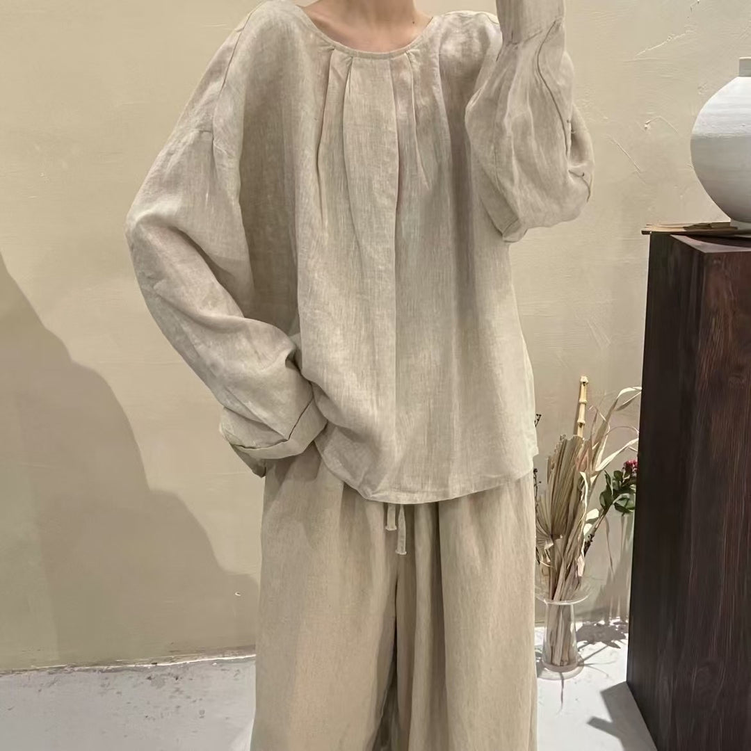 Femme Relaxed Fit Langærmet Plisseret Top Stilla