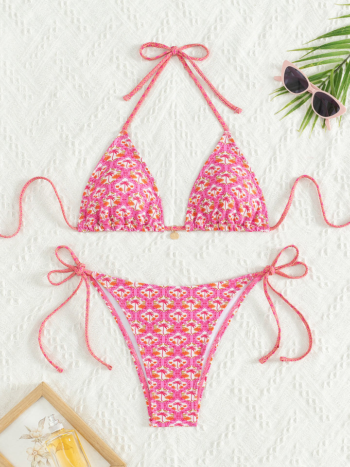 Dame triangel-bikini med legende palmeprint Skovae