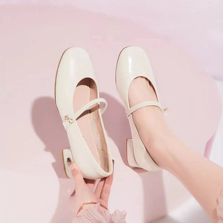 Dame Ballerinas med mode rem og elegant blokhæl Stilla