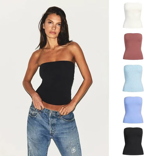 Dame Strapless Sømløst Crop Top Stilla