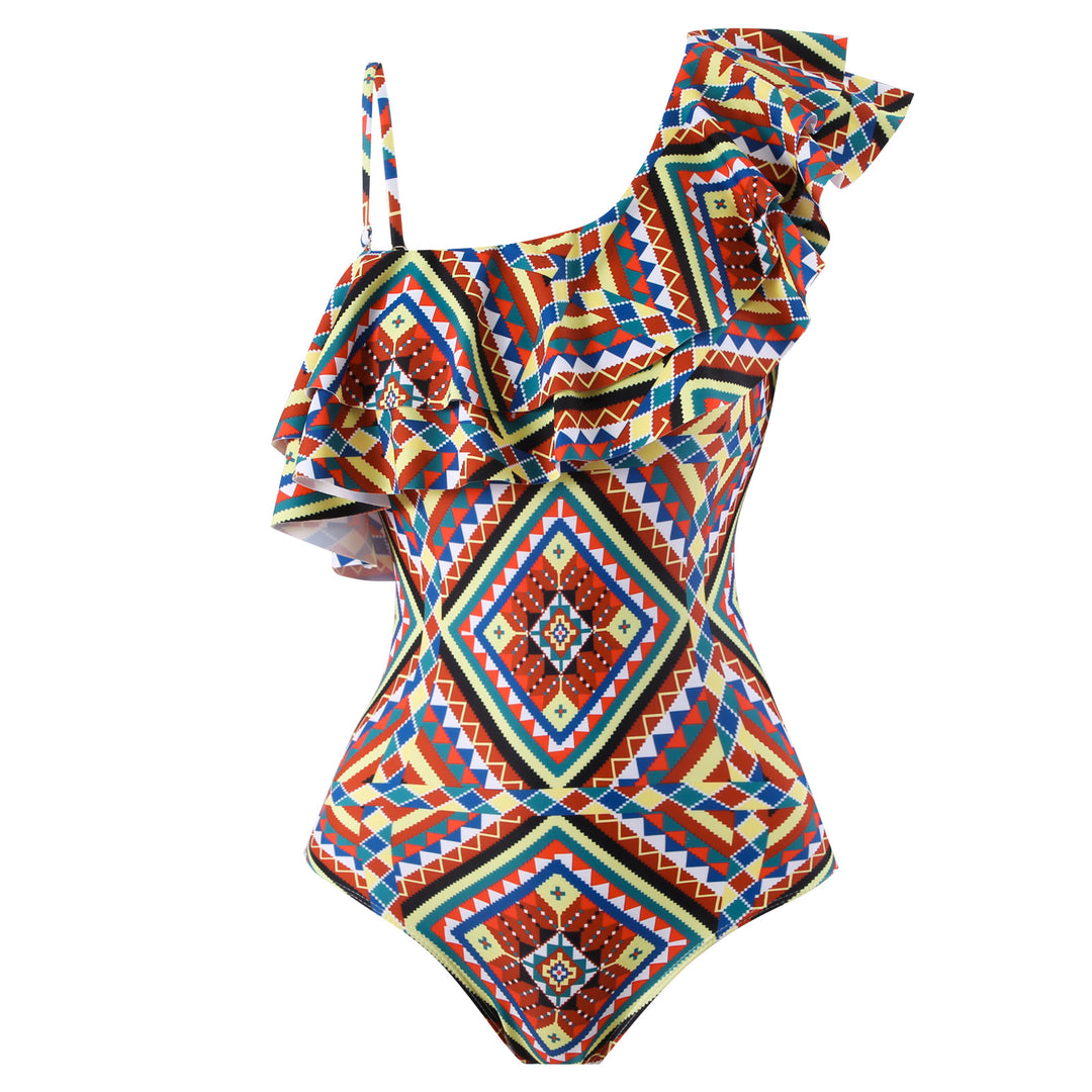 Dame one-piece badedragt med asymmetrisk snit og moderigtig omslagsskjørt Stilla
