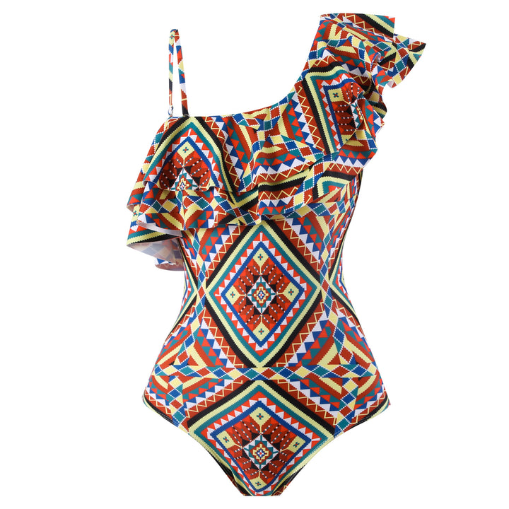 Dame one-piece badedragt med asymmetrisk snit og moderigtig omslagsskjørt Stilla