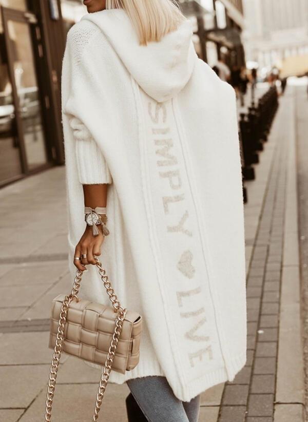 Kvinders Oversized Hoodie-Cardigan med Sideskrift Stilla