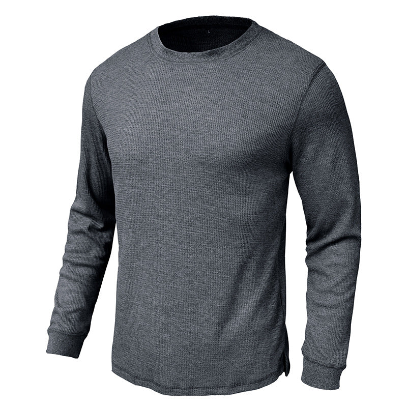 Herrer Langærmet T-shirt med struktureret design og behagelig rundhalset udfoldning Stilla