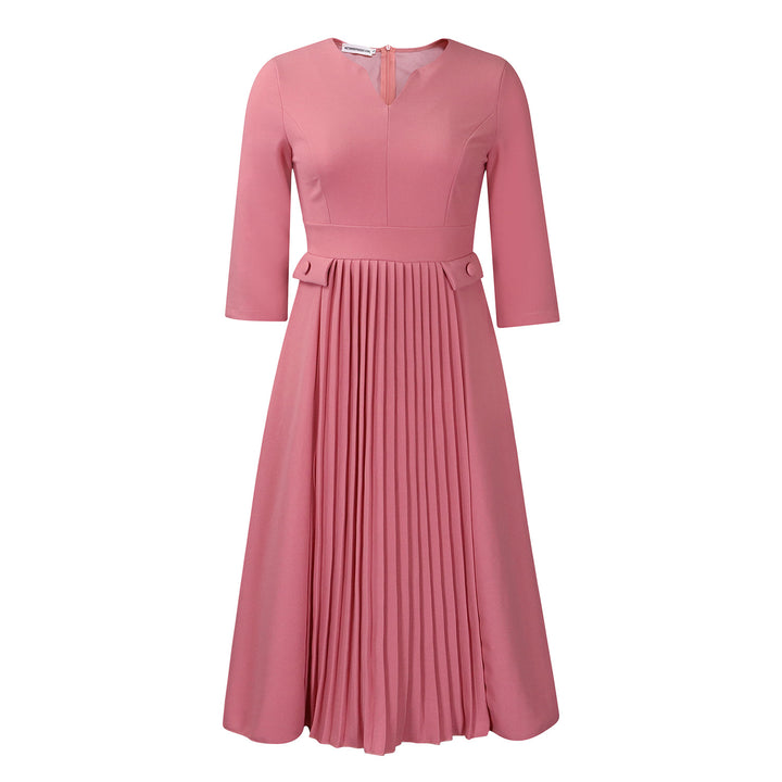 Dame midikjole med elegant plissé-look Stilla