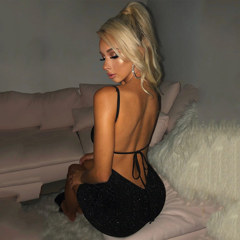 Femme Glitrende Bodycon Mini-Kjole Stilla