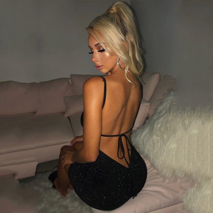 Femme Glitrende Bodycon Mini-Kjole Stilla