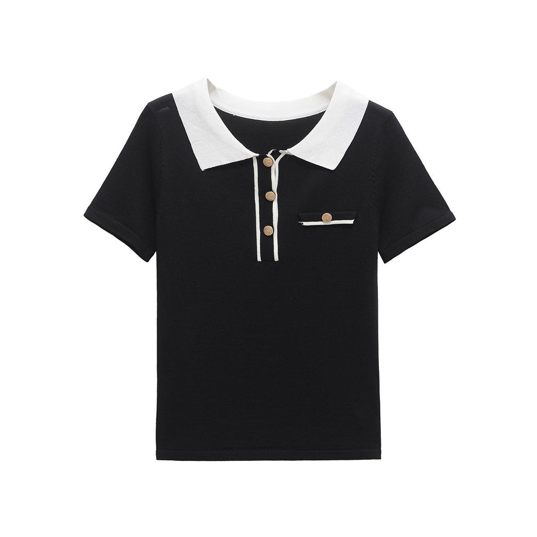 Dame Classic Polo Shirt med kontrastkrave og lomme-detajle Stilla