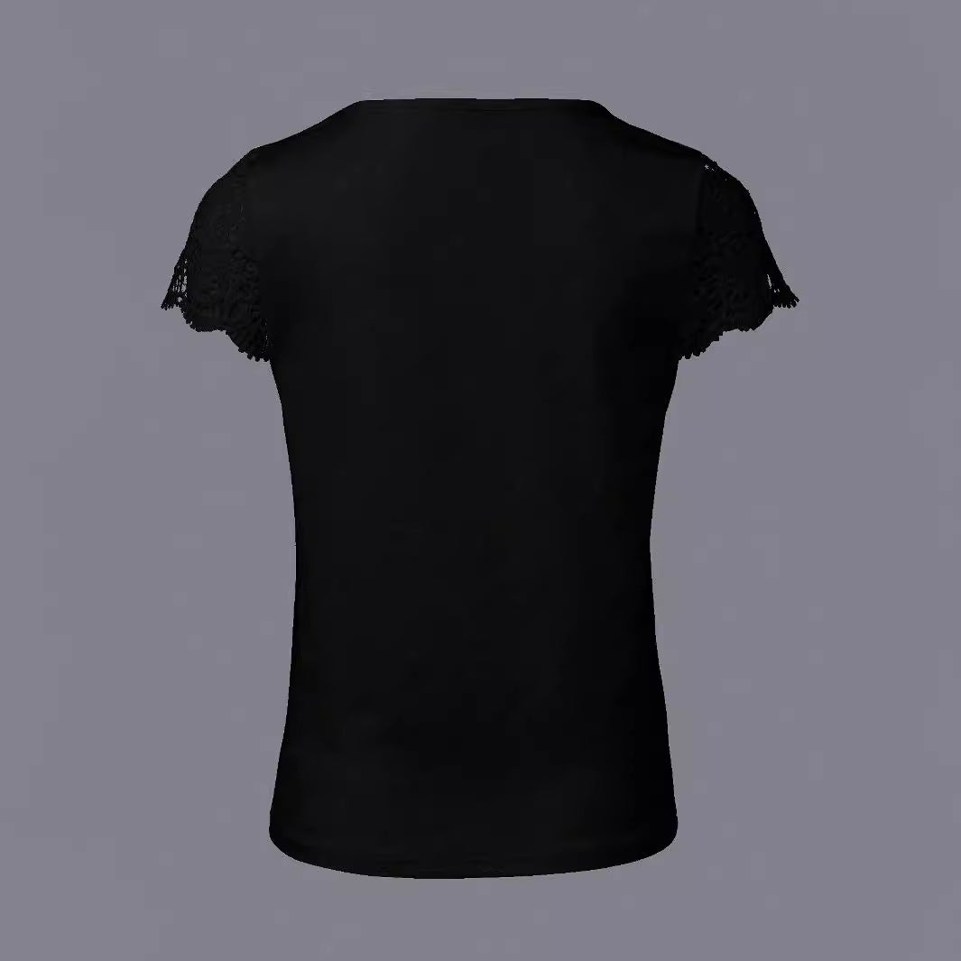 Dame V-hals T-shirt med spidse ærmer Stilla