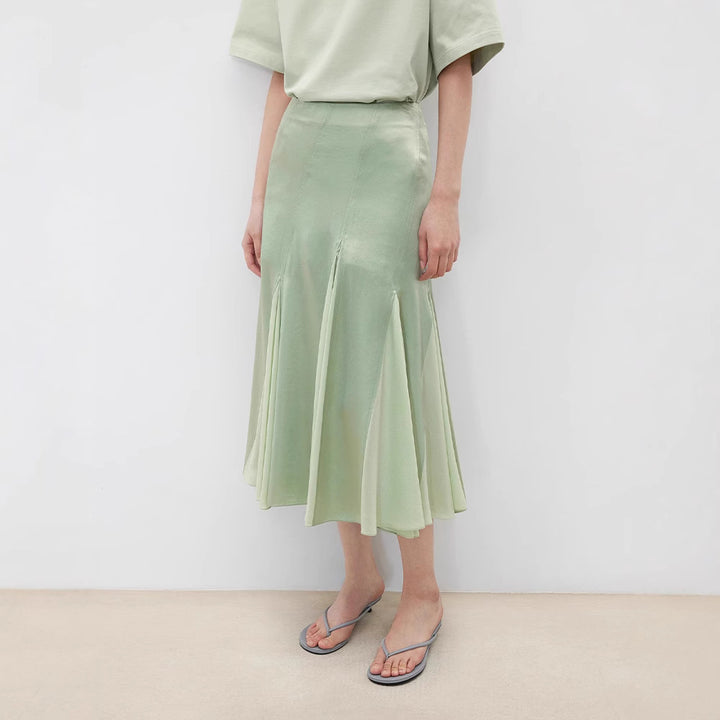 Kvinders Flydende Maxi Nederdel med Elegante Plisseringer