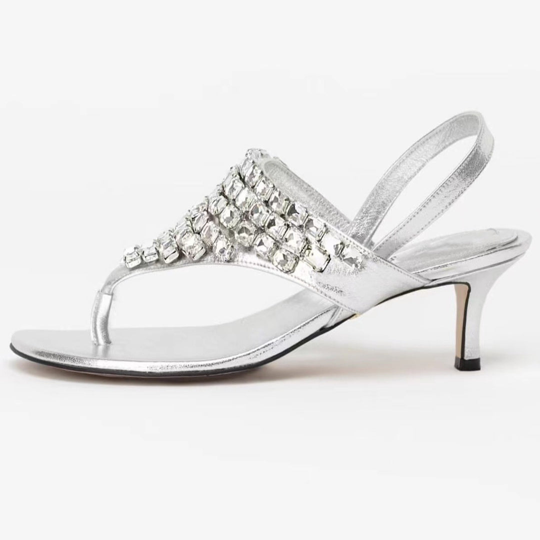 Dame Elegant med strass dekoreret Slingback Sandaler Stilla