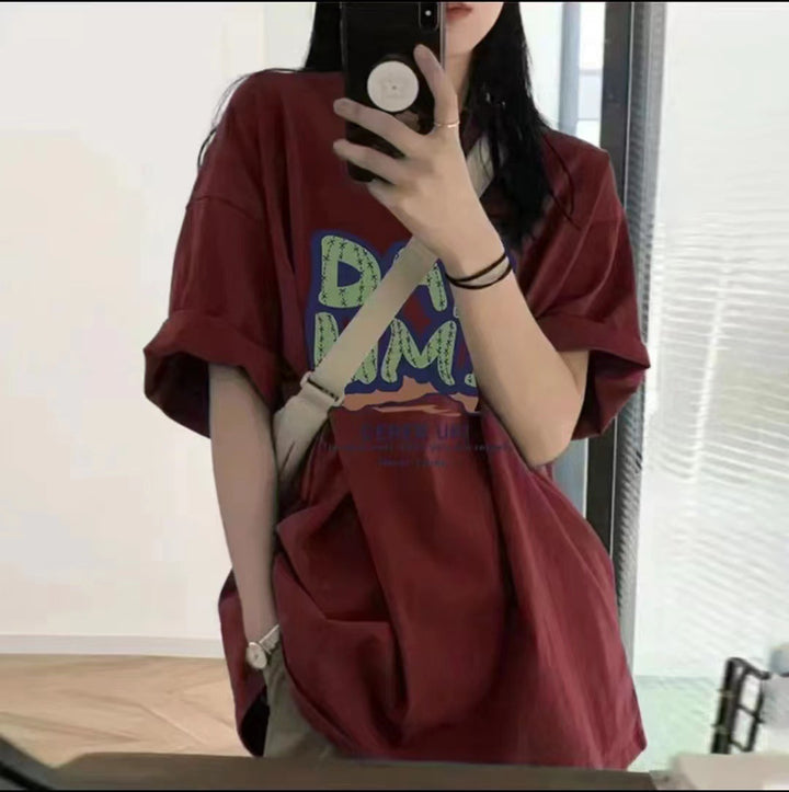 Dame Oversized T-Shirt med kreativ statementtryk og afslappet pasform Stilla