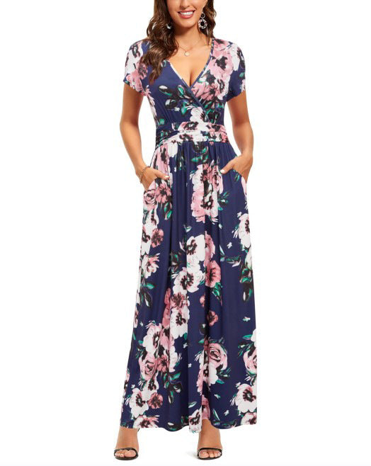 Dame maxikjole med blomsterdesign Stilla