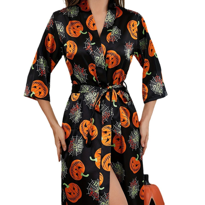 Dame-Halloween-tema-satin-kappe med bælte Stilla