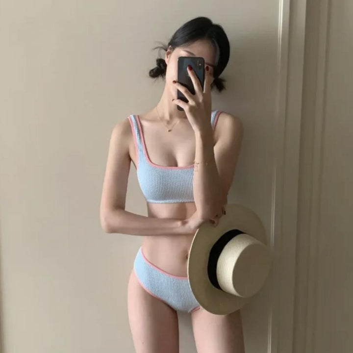 Femme Waffle Struktur Bikini Sæt Stilla