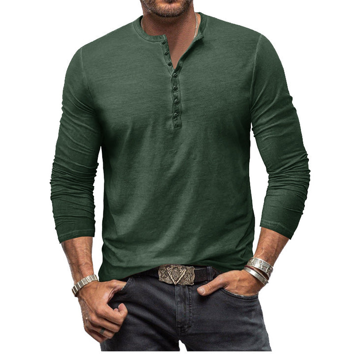 Herrer Langærmet Henley T-shirt med stilfulde knapper Stilla