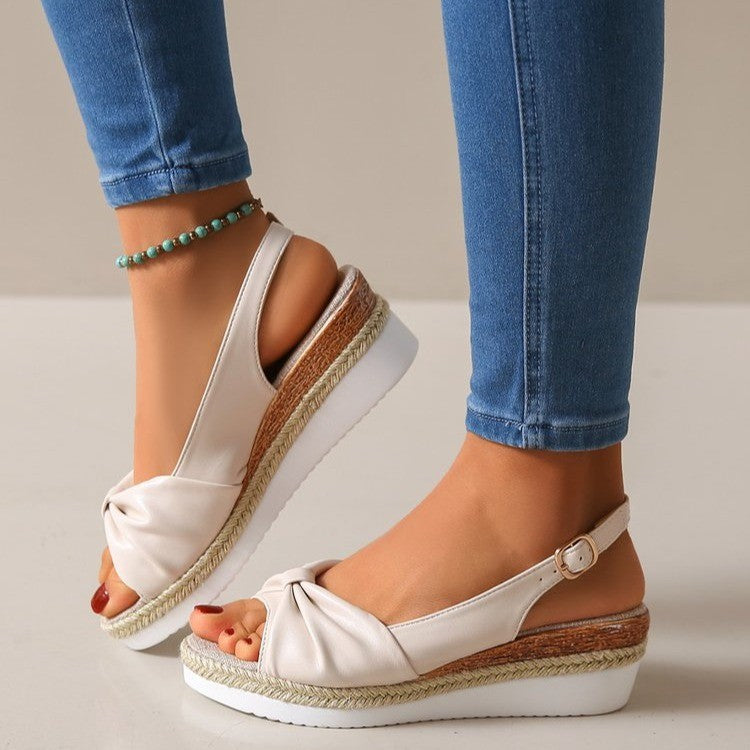 Dame Wedge-sandaler med elegant knude-design og skridsikker sål Stilla