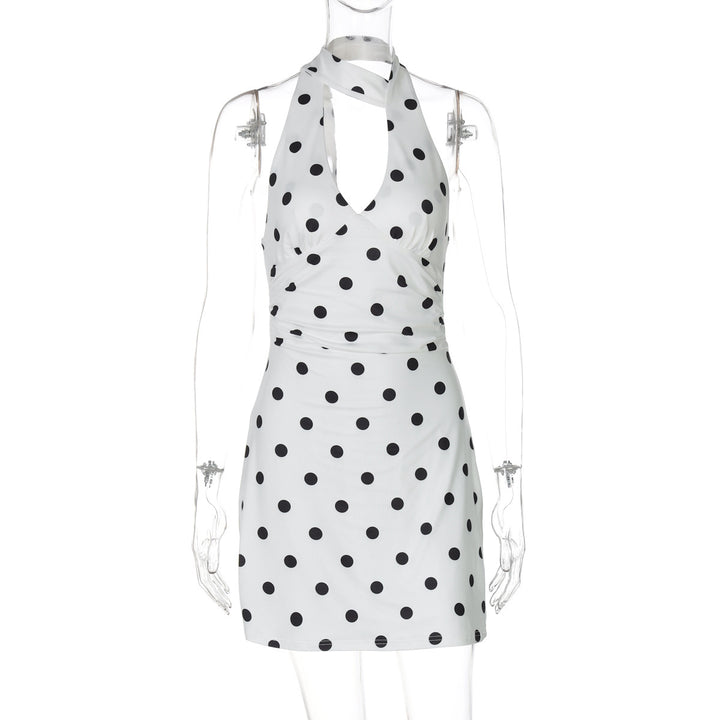 Dame Polka-Dots Wrap Kjole med dyb V-Udskæring og stilfulde Stropper Stilla