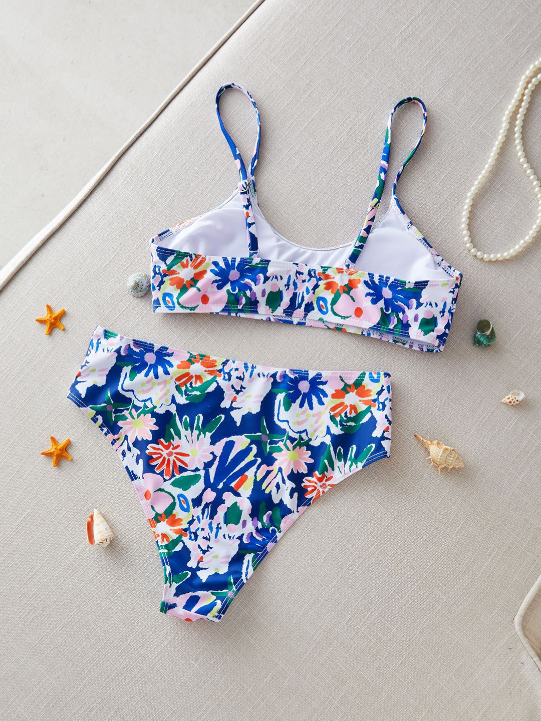 Dame Bikini-sæt med blomstret mønster og justerbare stropper Stilla