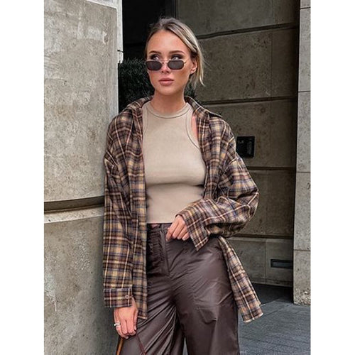 Damer casual ternet skjortejakke i oversized pasform Stilla