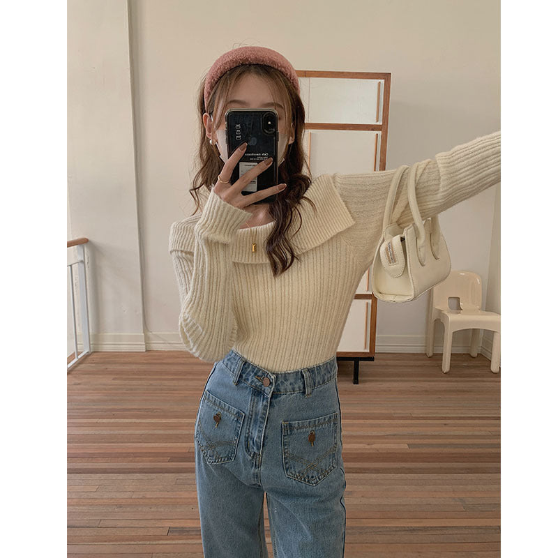 Damer Off-Shoulder Strikpullover med fashionable snit Stilla