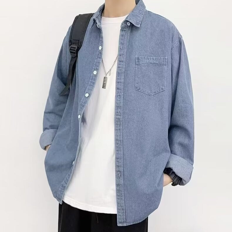 Herre komfortabel Denim-skjortejakke med afslappet pasform og praktiske lommer Stilla