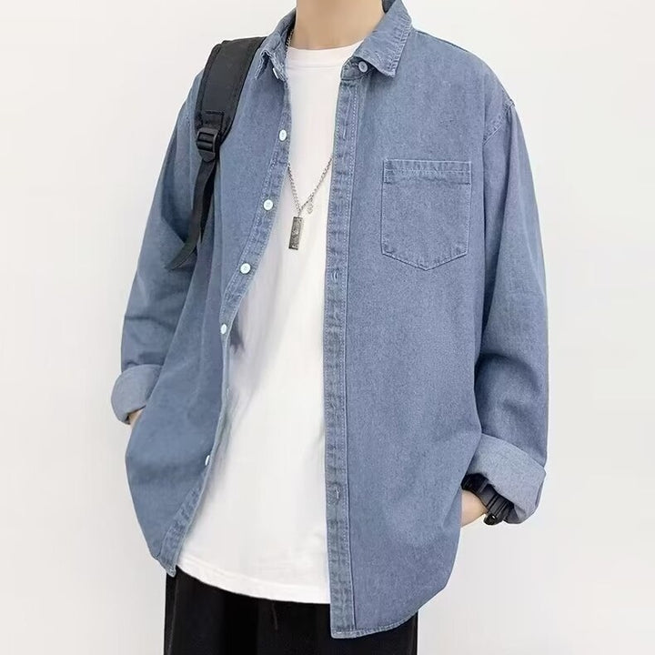 Herre komfortabel Denim-skjortejakke med afslappet pasform og praktiske lommer Stilla