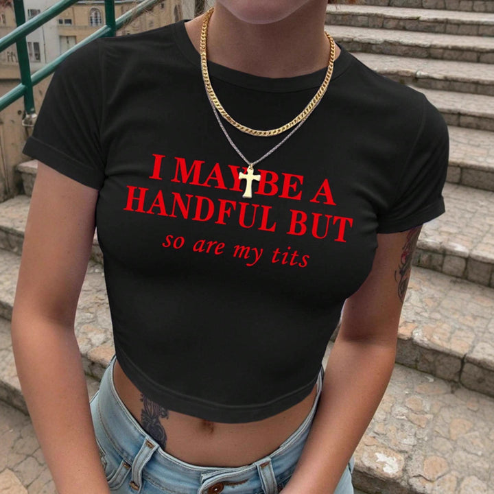 Dame Crop-T-shirt med sjovt print Skovae