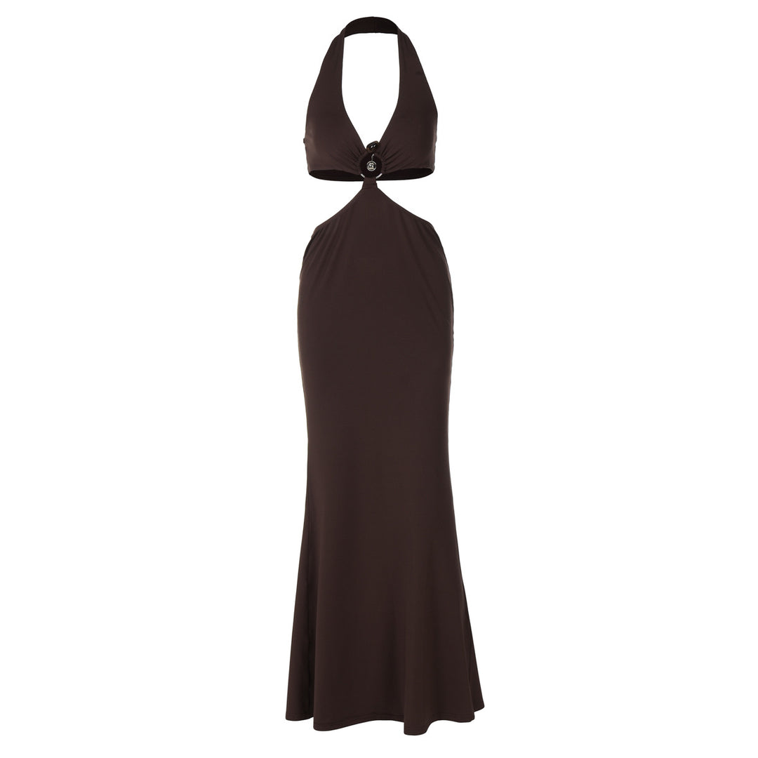 Dame Cut-Out Maxikjole med raffineret Halterneck og elegant detail Stilla