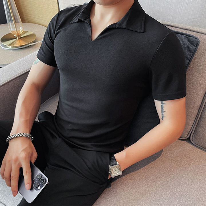 Herrer Polo T-shirt med moderne V-udskæring og åndbar struktur Stilla