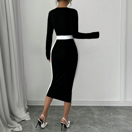 Stilla | Mid-Length Nederdel Langærmet Bodycon-Kjole