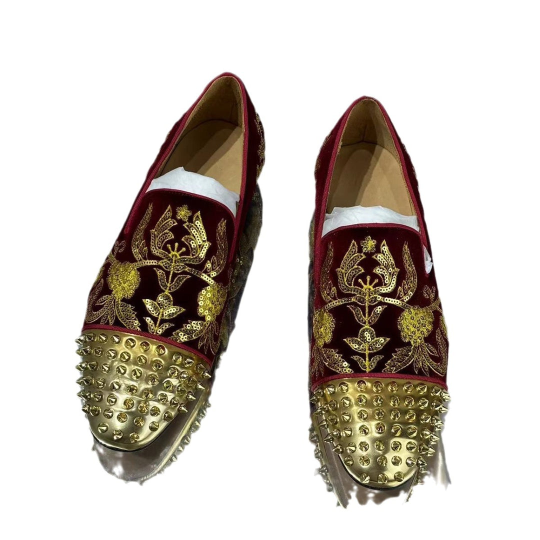 Femme Broderede Slippers med Nitte-detaljer Stilla