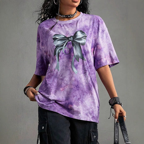 Dame Oversized T-shirt med kreativt sløjfe motiv Stilla