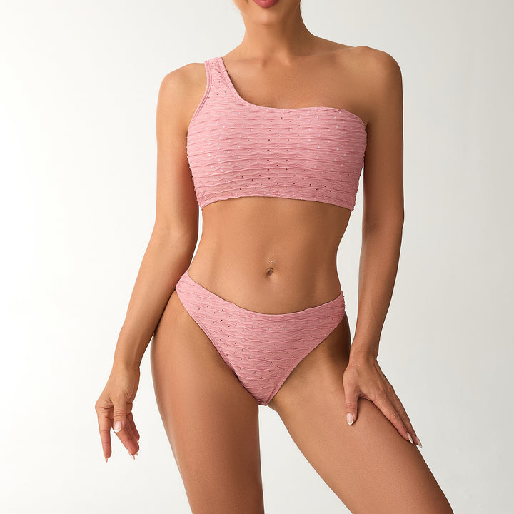 Dame Asymmetrisk Bikini-Sæt med elegant Flæse-design Skovae