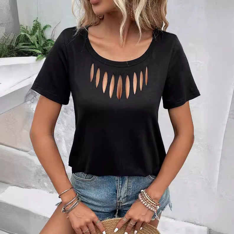 Dame Casual T-Shirt med Cut-Out-detaljer Stilla