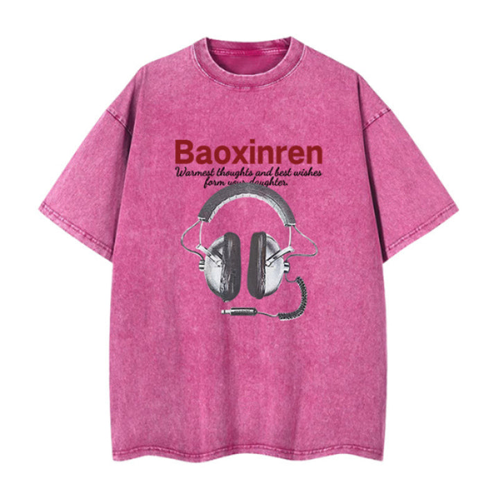 Dame T-shirt med stilfuld hovedtelefonprint og afslappet snit Stilla