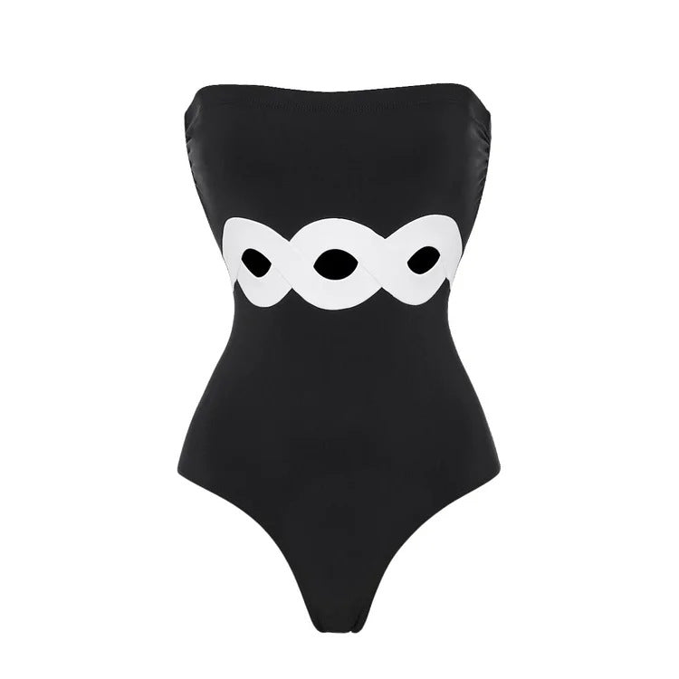 Dame Bandeau-badekåbe med elegant indpakningsskørt Skovae